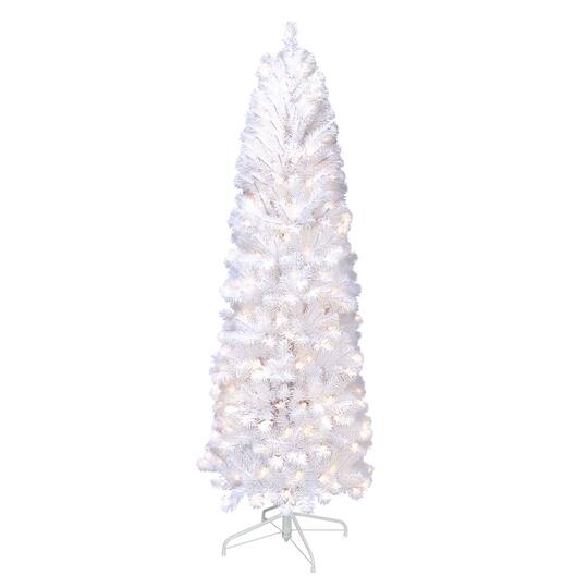 7.5ft. Pre-Lit White Pencil Northern Fir Artificial Christmas Tree, Clear Lights